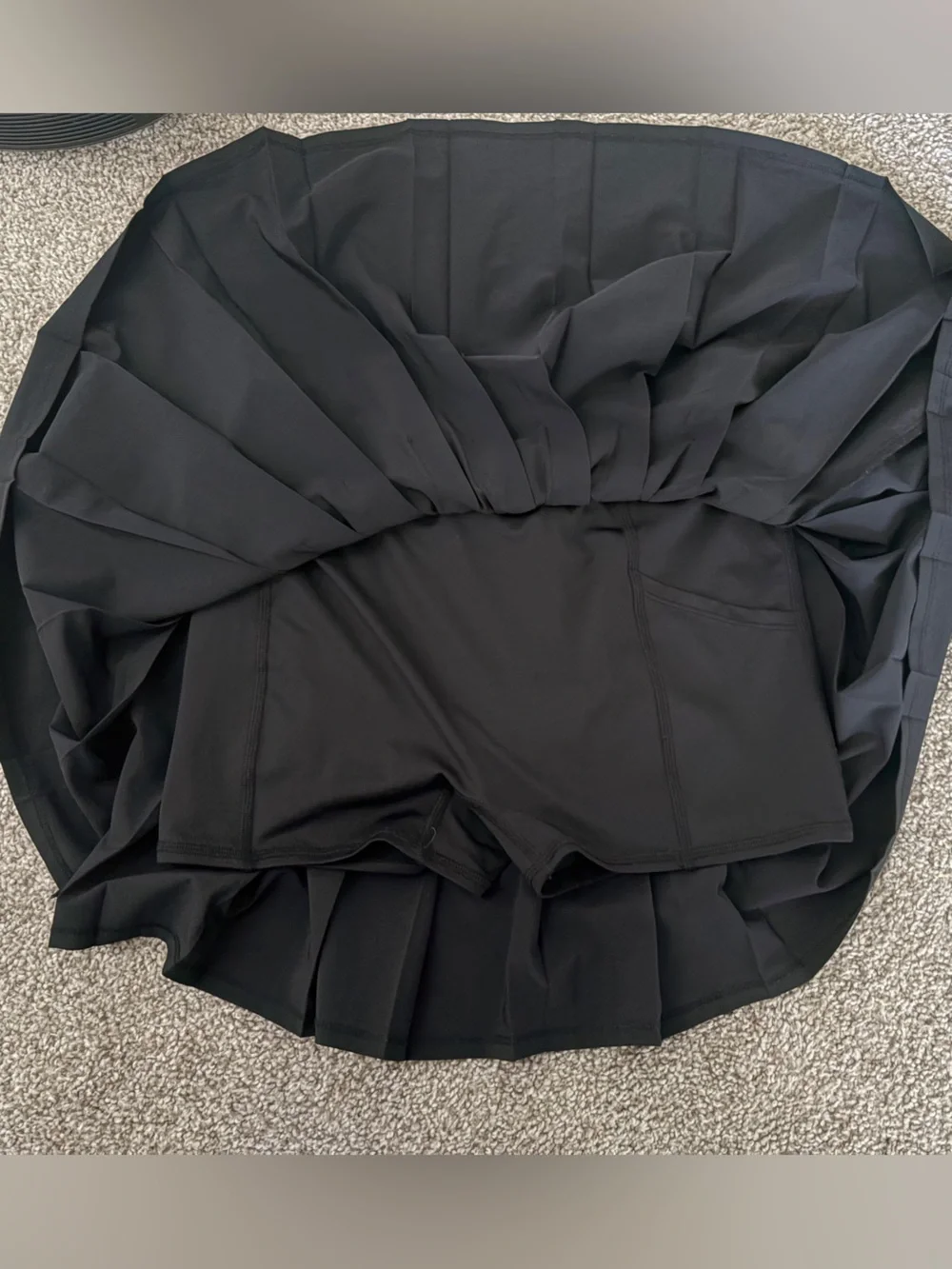 ALO Yoga Black Pleated Skater Skirt